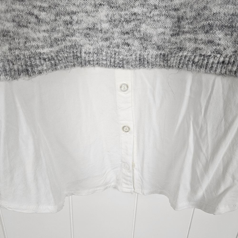 Jessica Simpson Sweater Heathered Gray Layered Look Mock Neck Womens L - Picture 2 of 8